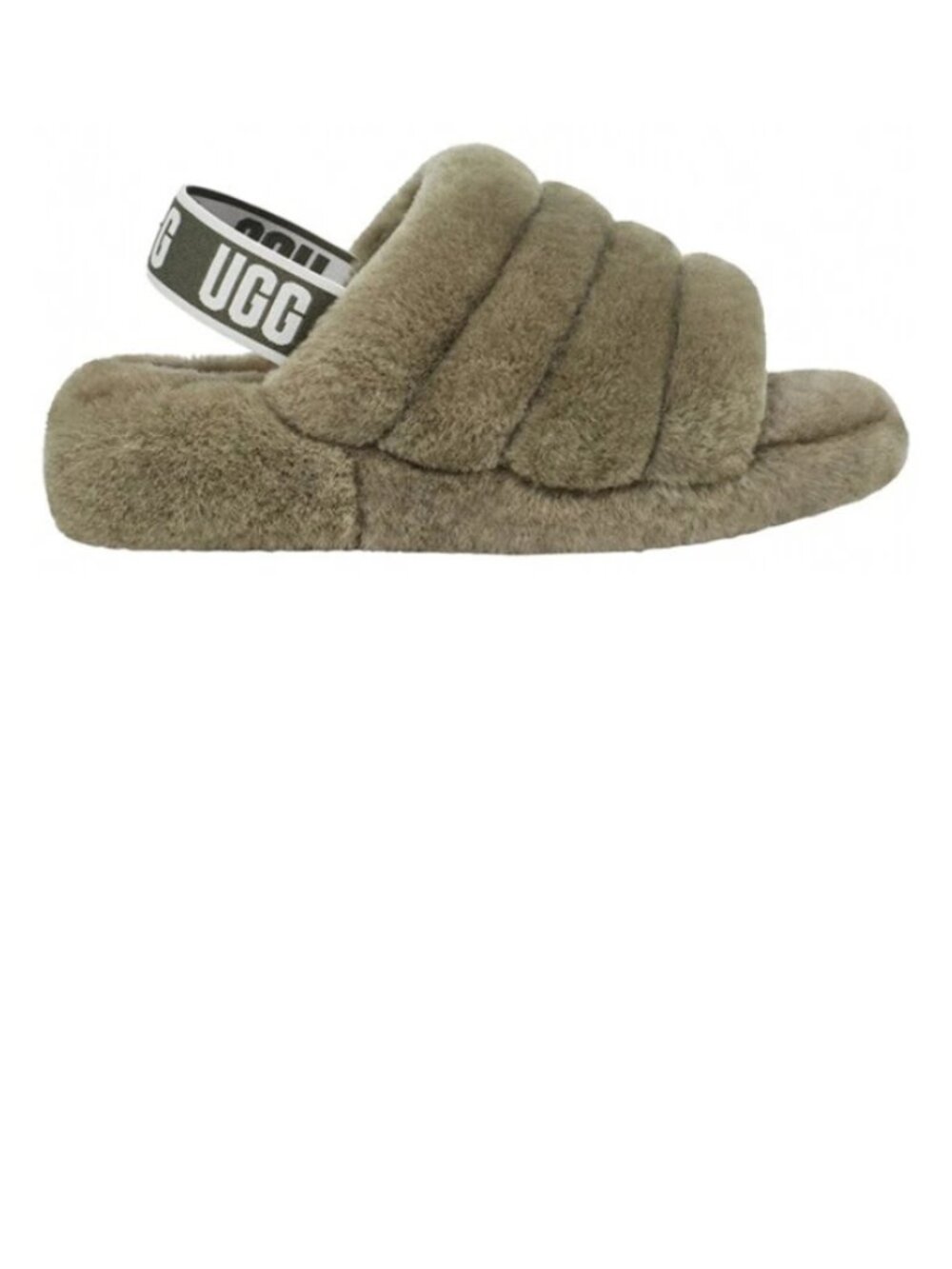 UGG Fluff Yeah Slides Olive Green Women’s Size 9, real fur